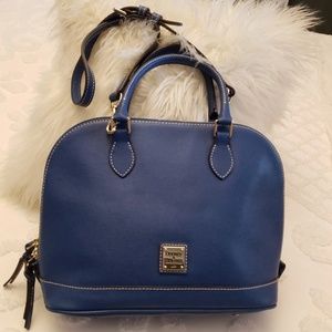 Dooney & Bourke Blue Saffiano Leather Domed Satchel Crossbody Bag